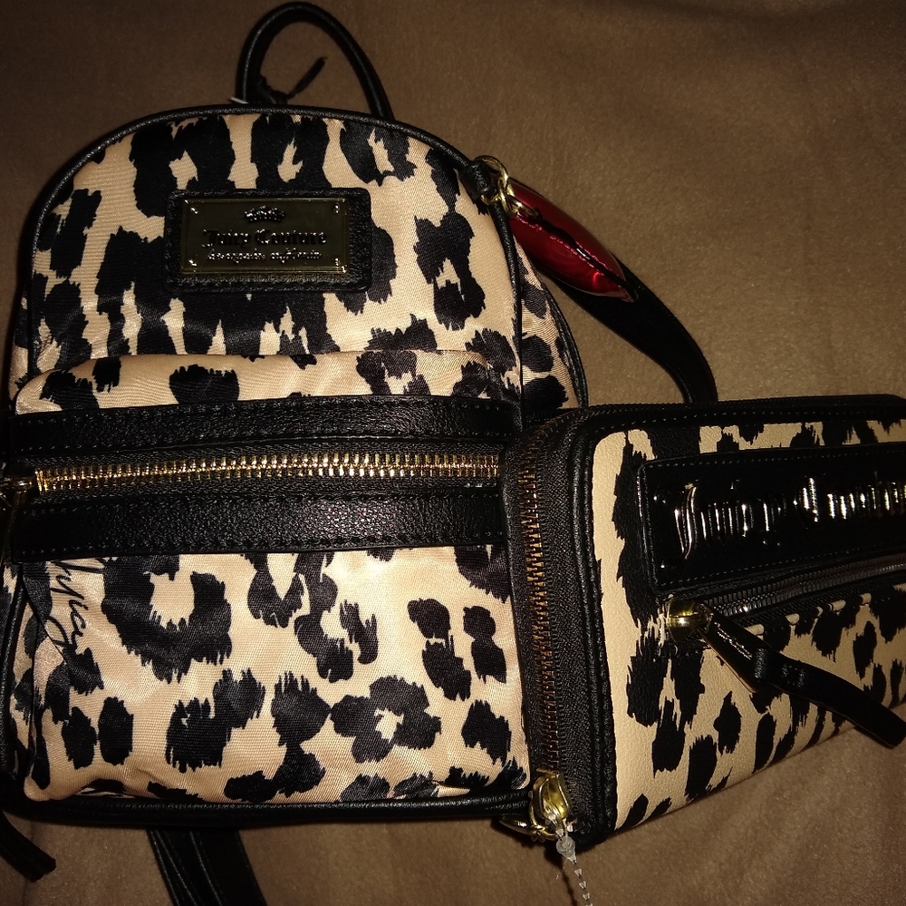 JUICY COUTURE Glam Rock Leopard Backpack & Wallet